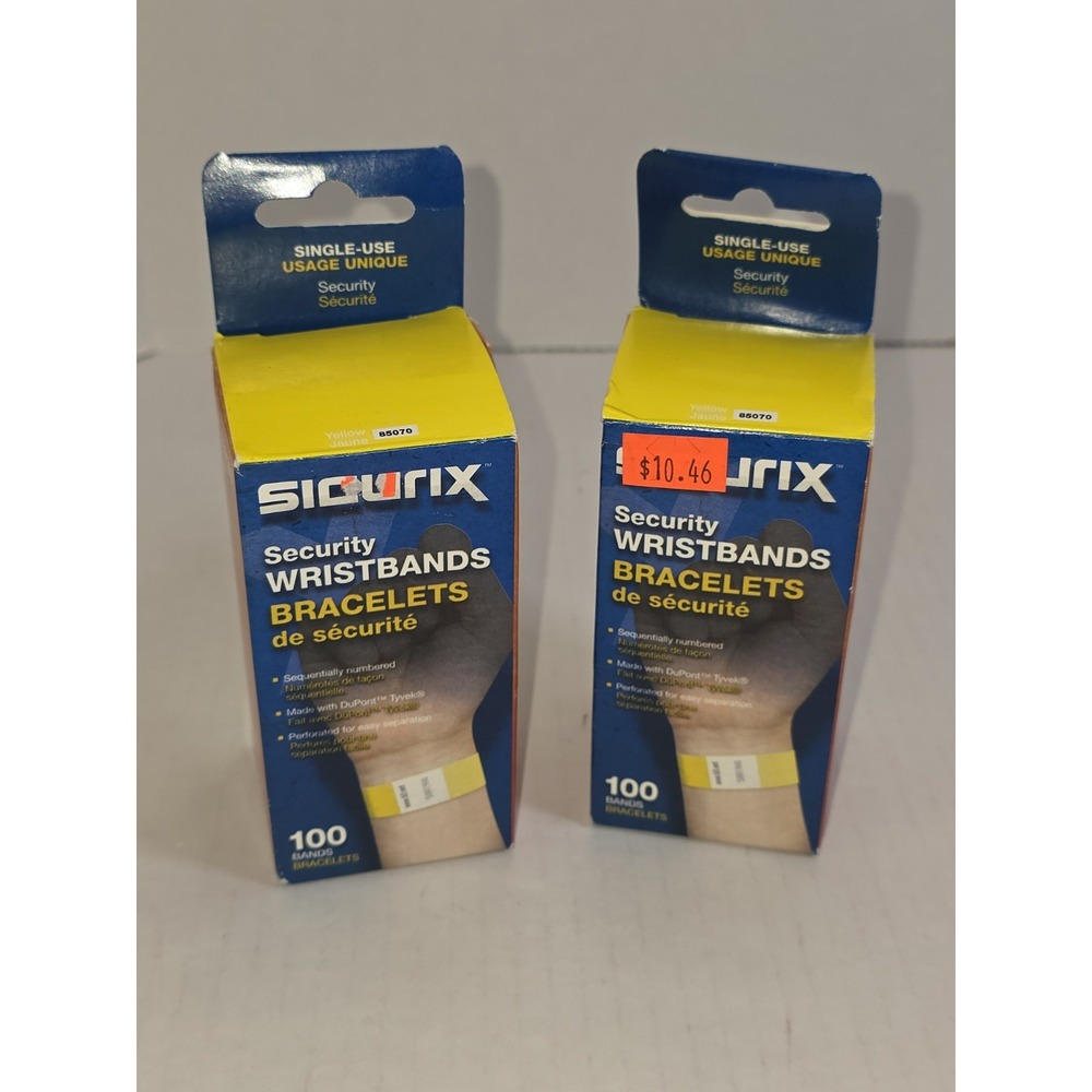 Securix Security WristBand Bracelets Yellow QTY 200 Bands (2 Boxes) Events